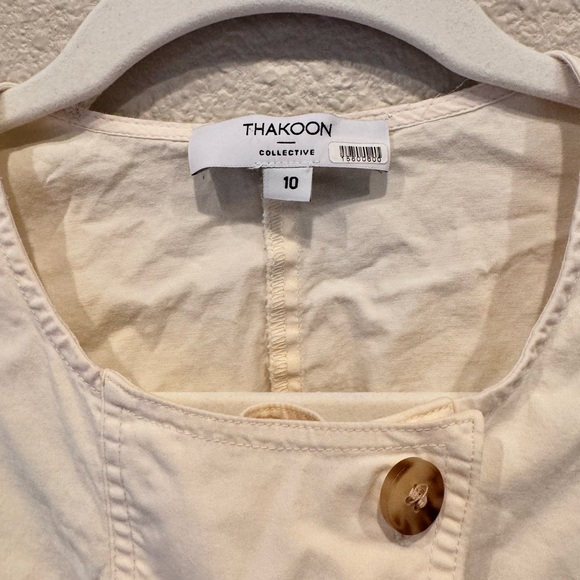 $490 Thakoon Asymmetric Jumpsuit cream white button down overalls romper belted - Picture 8 of 9